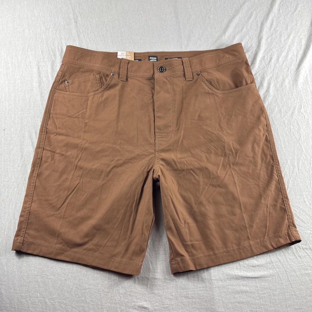 Prana Brion II Shorts Mens 36 Standard Fit Brown 9" Chino Outdoors Hiking NEW - Picture 2 of 8